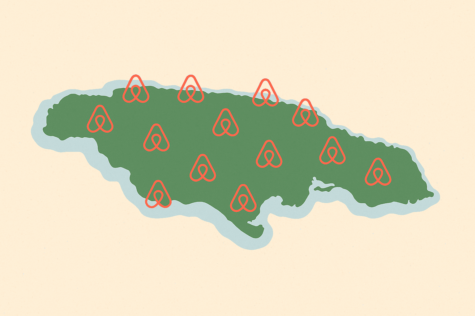 Interactive map of JHSA Airbnb host locations across Jamaica's tourist destinations